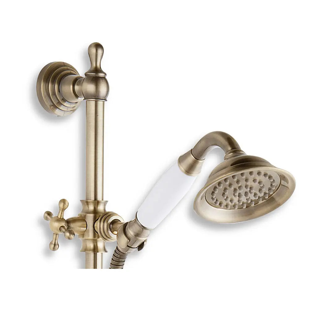 Shower Riser Rail With Retro Shower Head Antique Brass Shower Rails