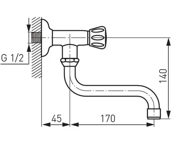 Single Knob Standard Head Cold Water Wall Mounted Swivel Kitchen Tap Faucet