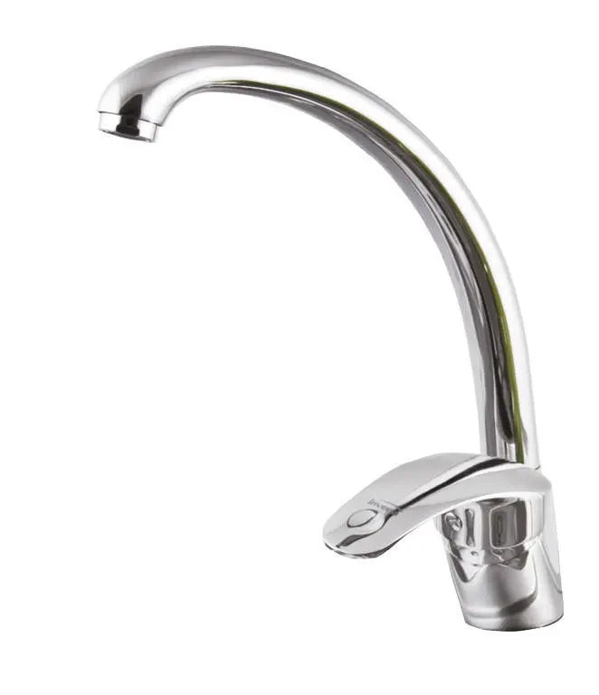 Single Lever Kitchen Sink Mixer Faucet Mono Tap Deck Mounted Chrome Plated Brass - 