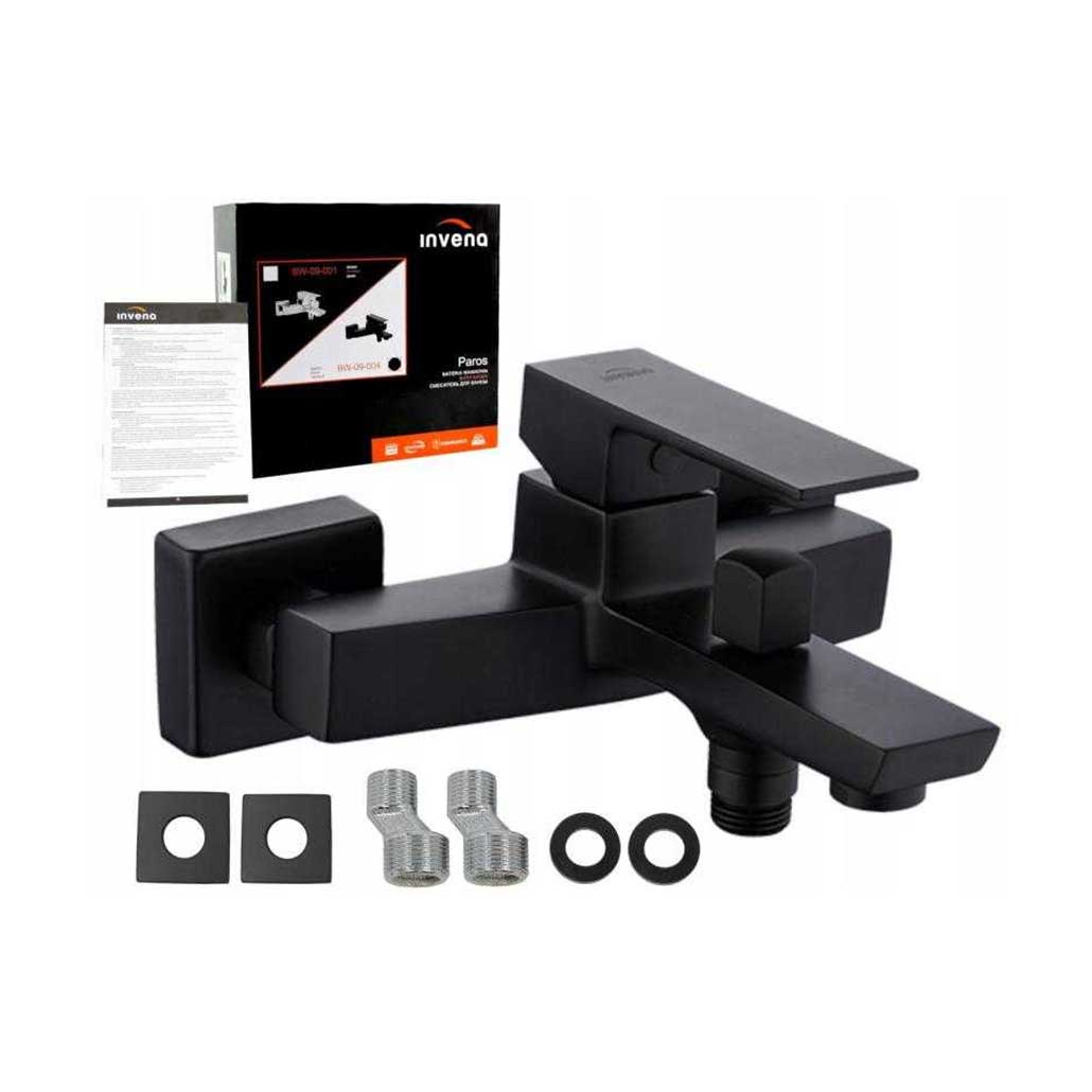 Square Shaped Bathtub Tap Black Wall Mounted Shower Outlet Bath Taps