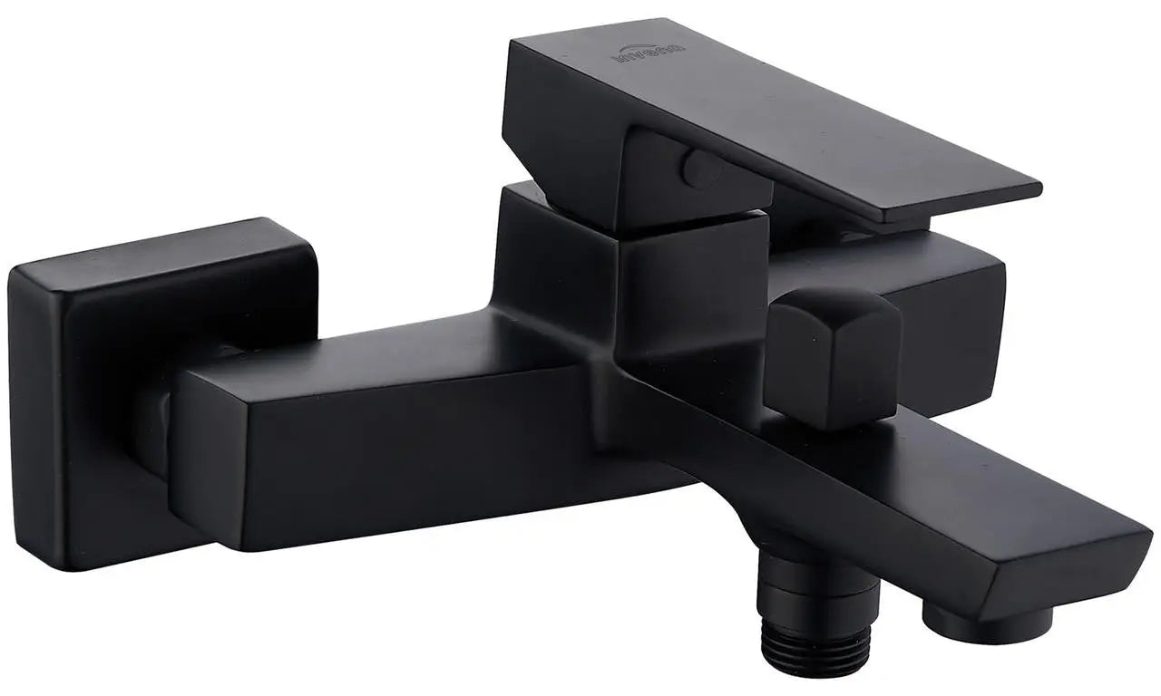 Square Shaped Bathtub Tap Black Wall Mounted Shower Outlet Bath Taps