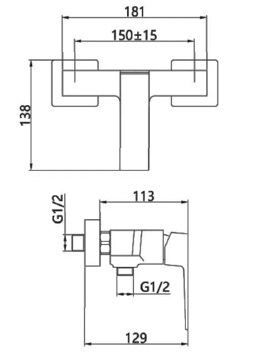 Square Shaped Shower Mixer Valve Black Wall Mounted Shower Mixers