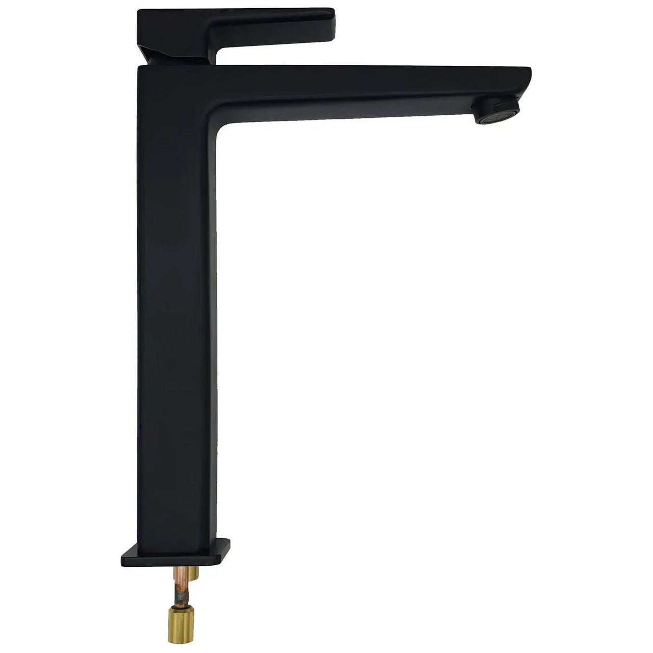 Square Tall Bathroom Sink Mixer Tap Black Single Lever Basin Taps