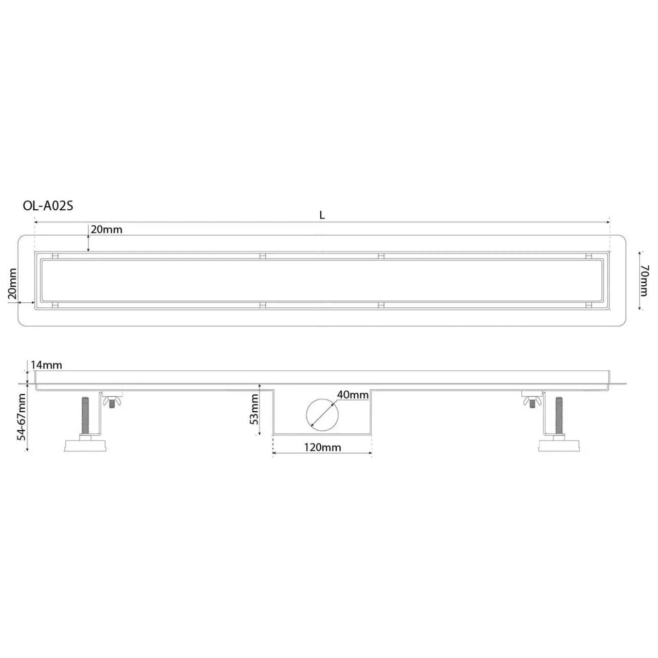 Stainless Steel Floor Linear Shower Drain Gold Channel Shower Drain, A569a, A569b, A569c, A569d, A569e, A569f