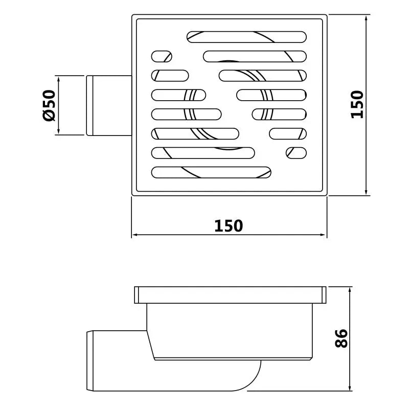 Stainless Steel Grid 150x150mm Floor Waste Drain Gully Trap Drain Gully, A491b