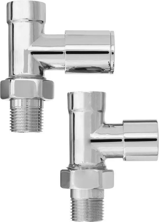 Straight Angled White Chrome Radiator Valve Set Radiator Valves