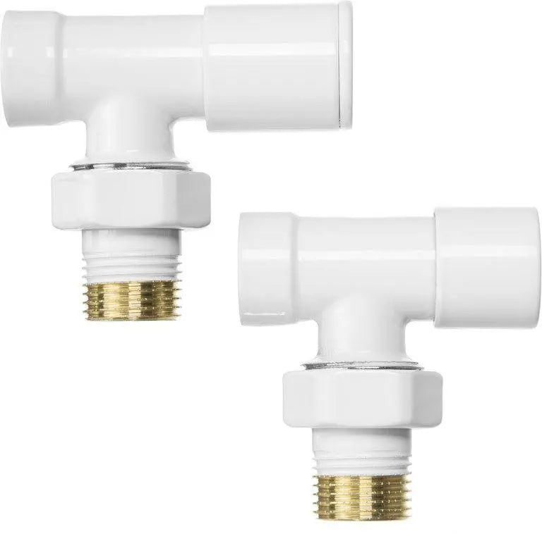 Straight Angled White Chrome Radiator Valve Set Radiator Valves