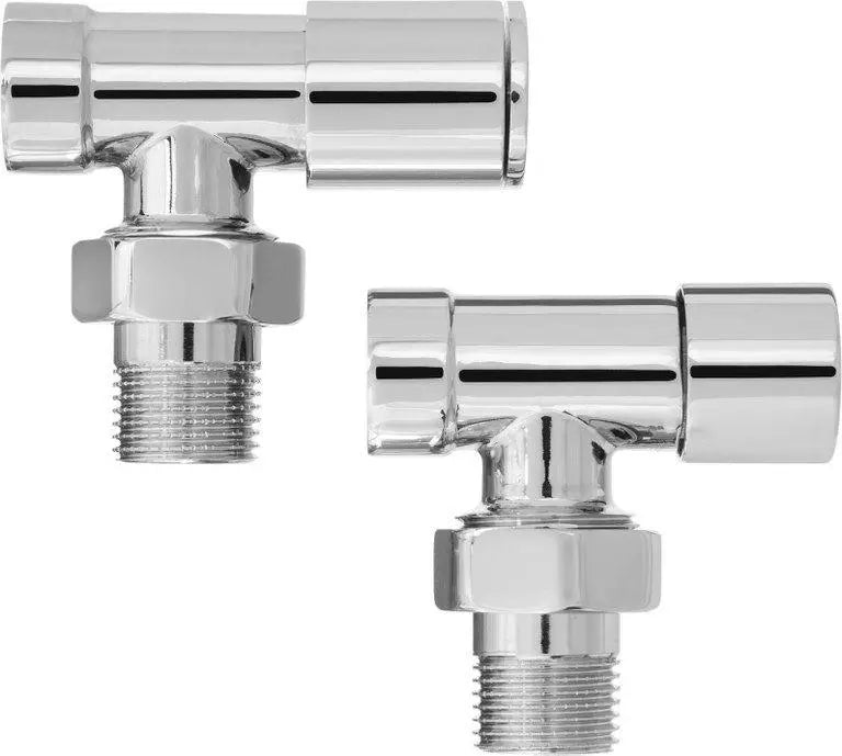 Straight Angled White Chrome Radiator Valve Set Radiator Valves