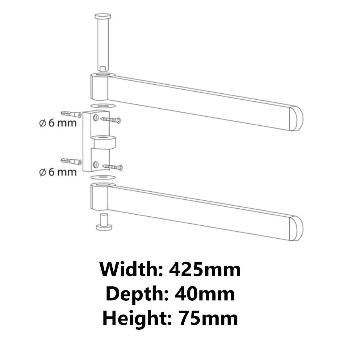 Swivel Double Towel Rail Black Hanger Bathroom Rack Towel Rails and Rings