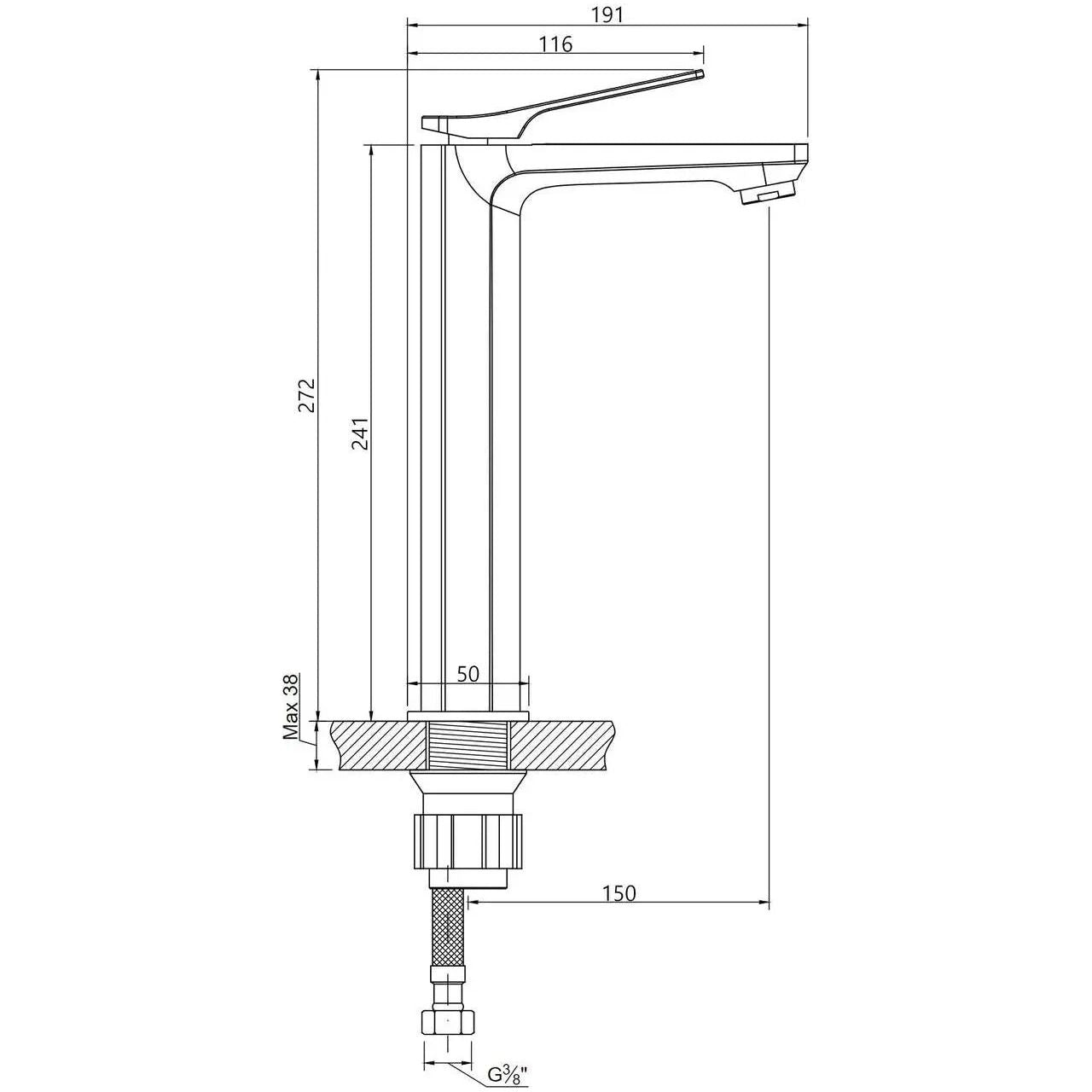 Tall Brushed Copper Bathroom Sink Tap Mixer Single Lever Basin Taps