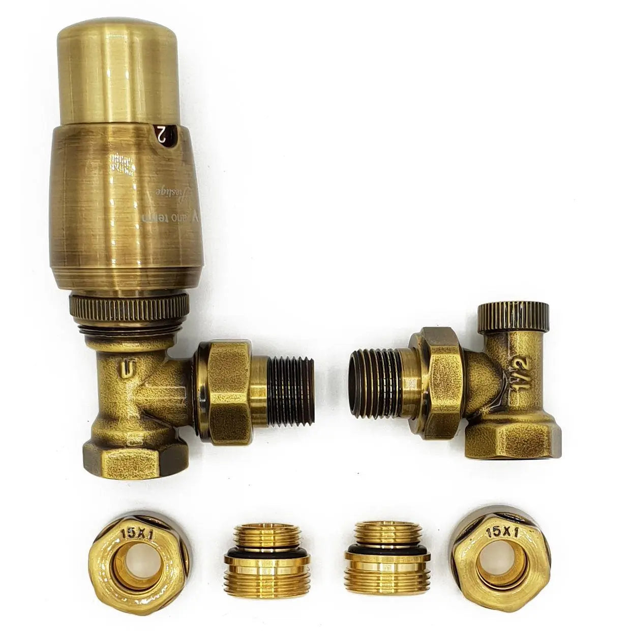 Thermostatic Radiator Valve Set Brass Antique Lockshield Radiator Valves