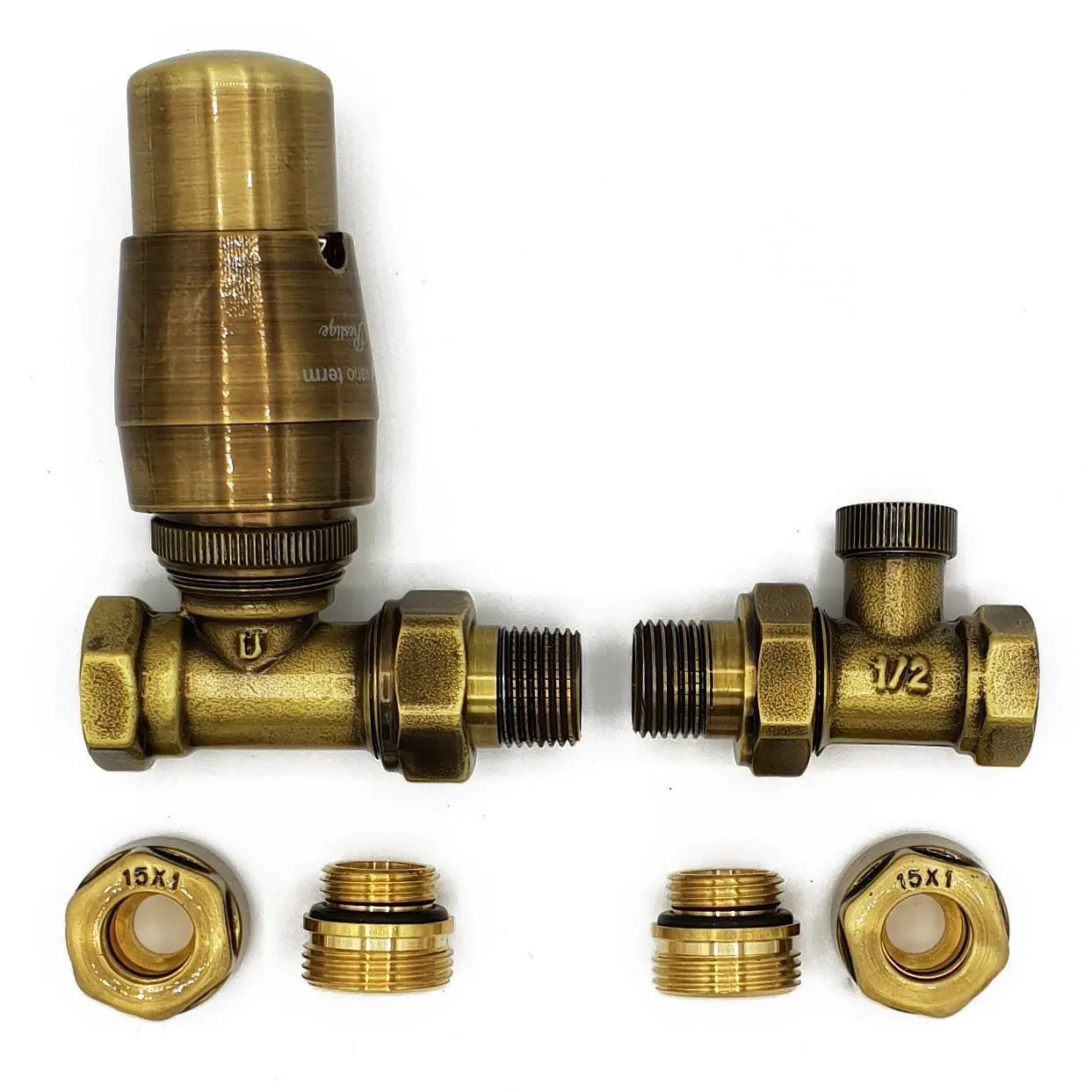 Thermostatic Radiator Valve Set Brass Antique Lockshield Radiator Valves