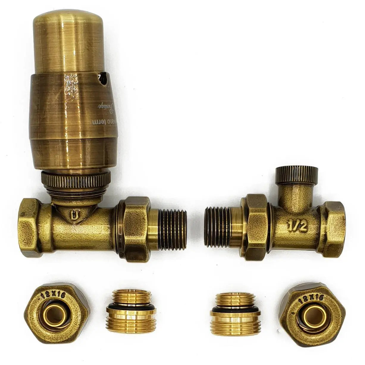 Thermostatic Radiator Valve Set Brass Antique Lockshield Radiator Valves