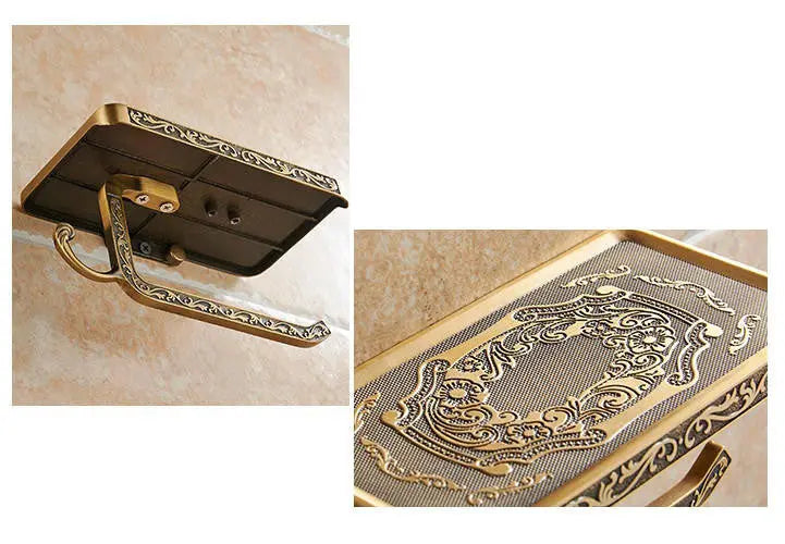 Toilet Roll Holder Phone Shelf Wall Mounted Antique Brass Toilet Roll Holders