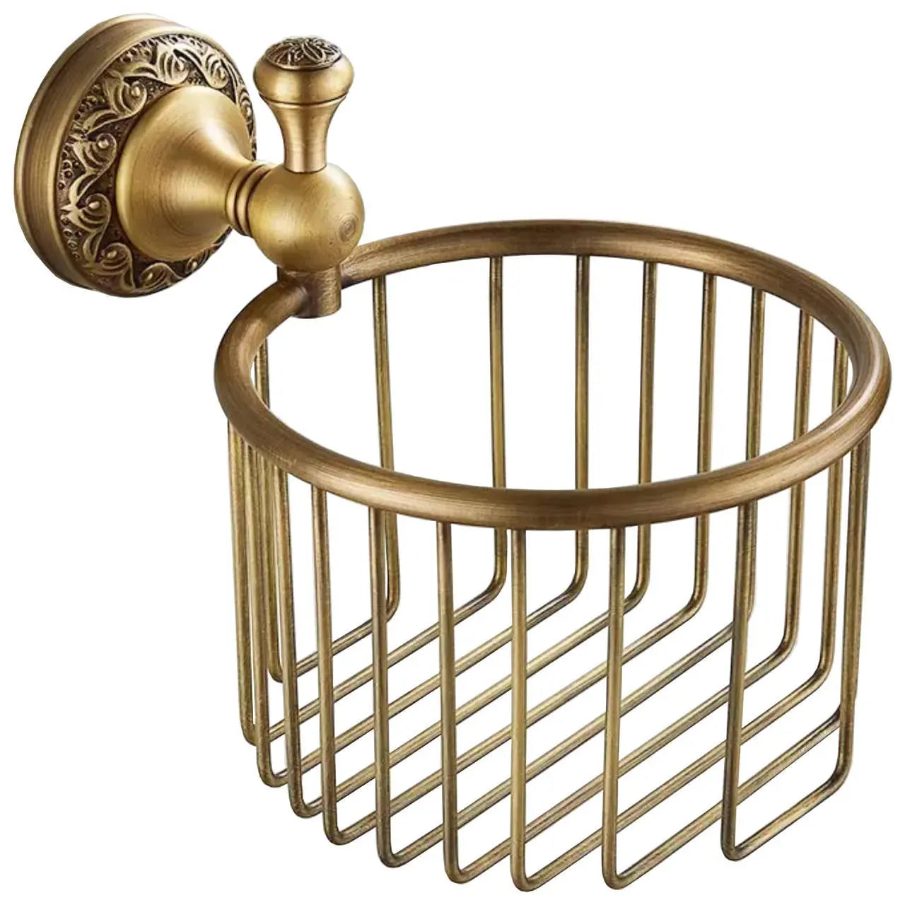 Toilet WC Roll or Shampoo Basket Holder Wall Mounted High Quality Antique Brass