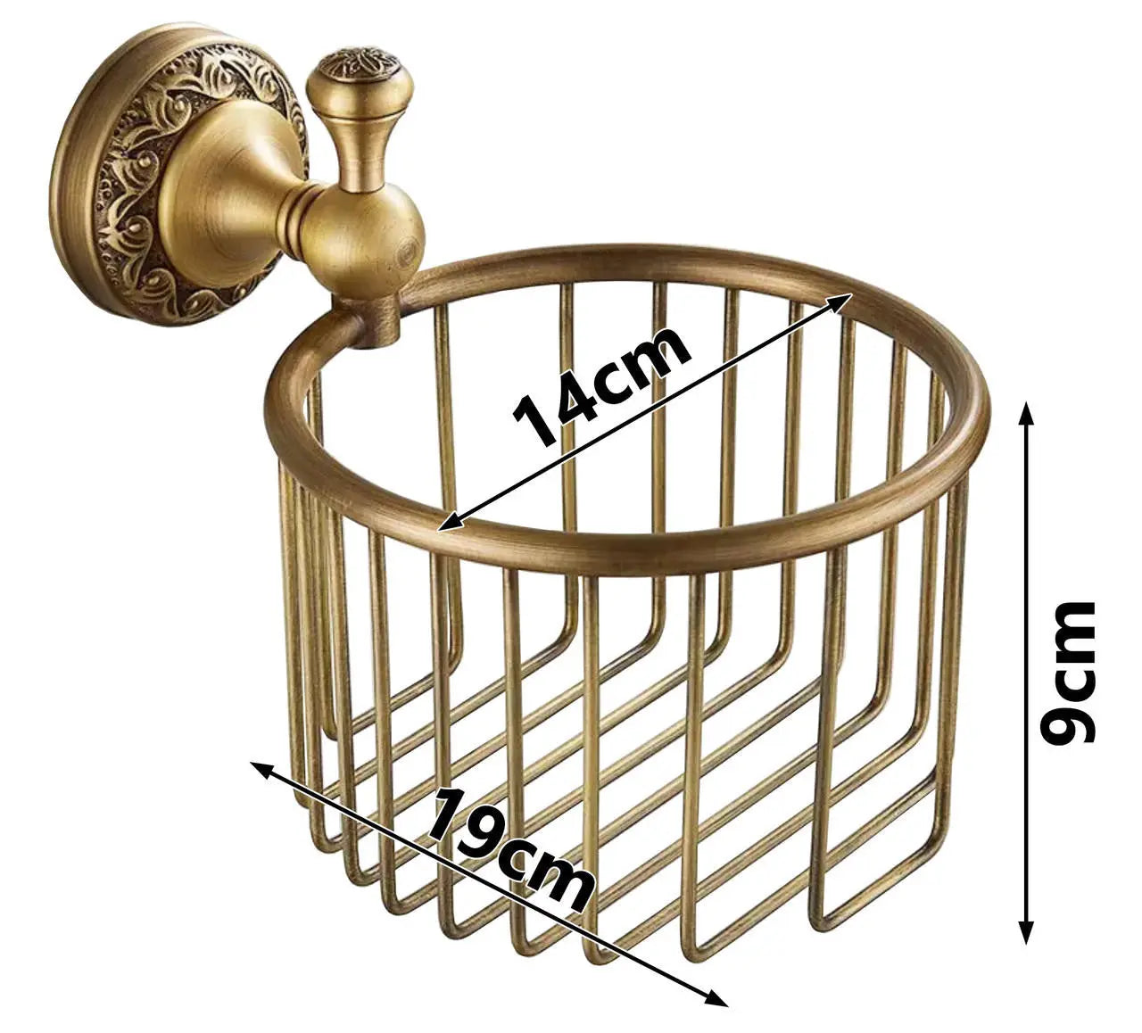 Toilet WC Roll or Shampoo Basket Holder Wall Mounted High Quality Antique Brass