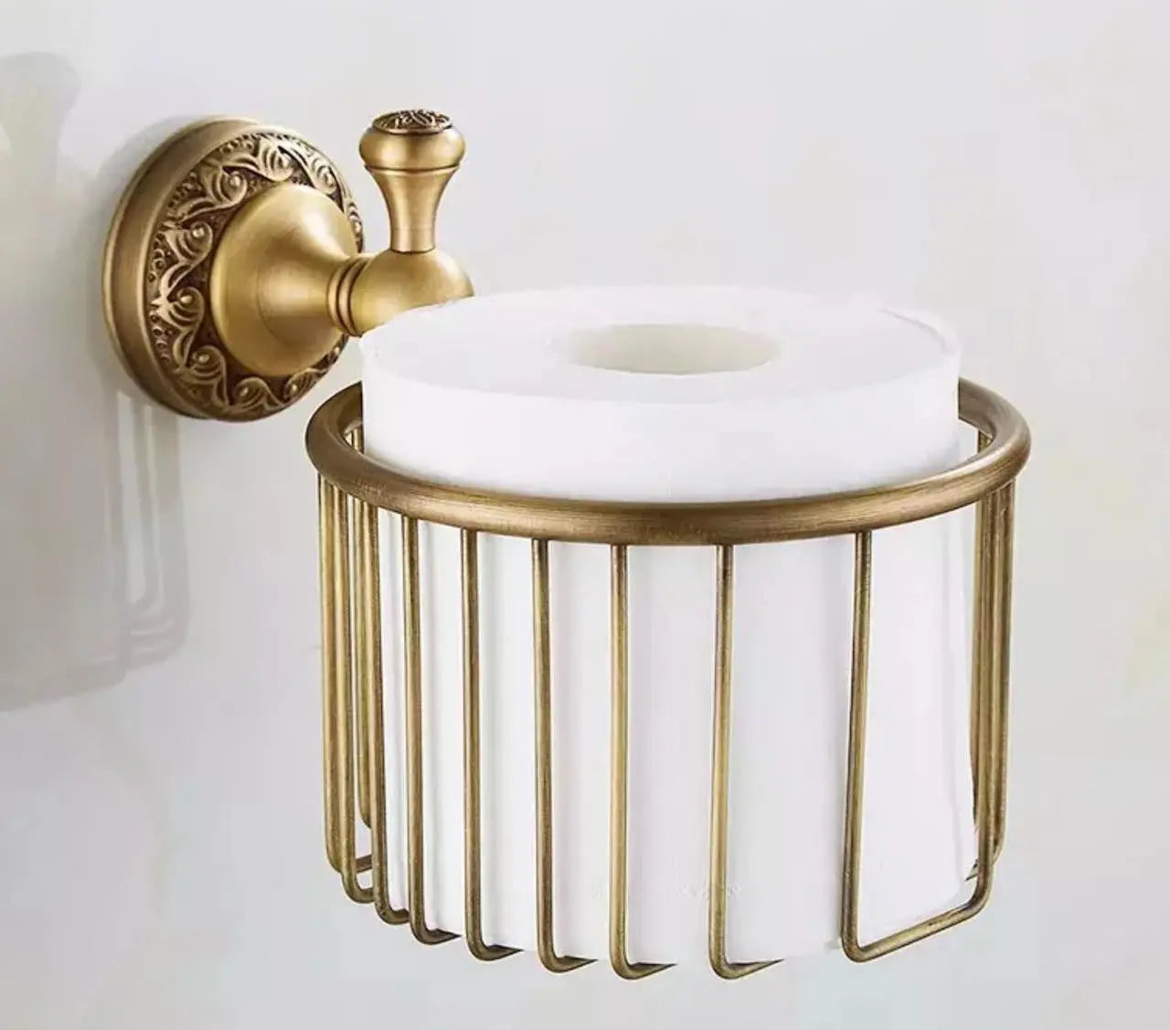 Toilet WC Roll or Shampoo Basket Holder Wall Mounted High Quality Antique Brass