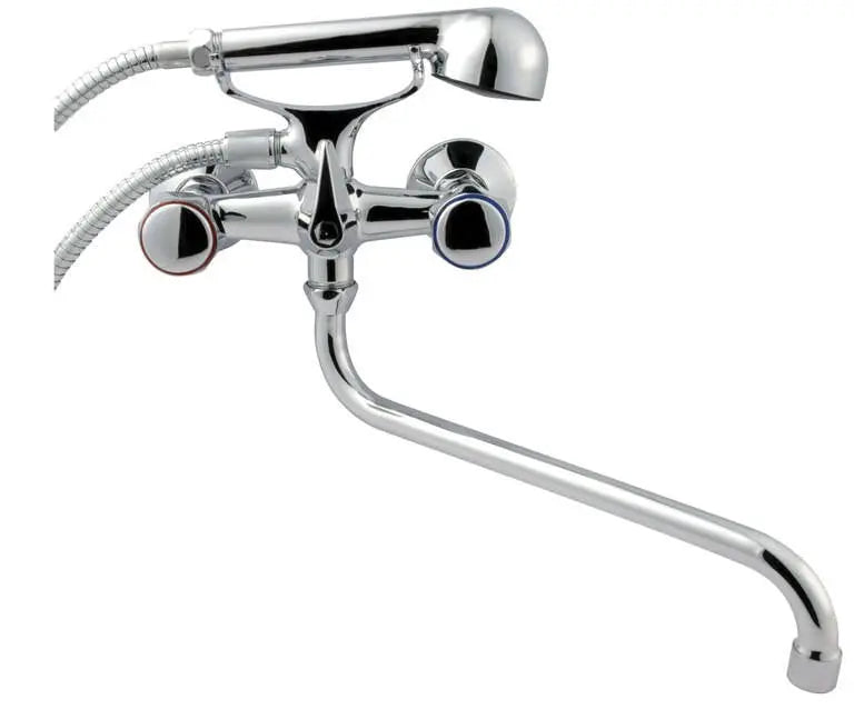 Traditional Bath Tap With Shower Wall Mounted Long Spout - Bath Taps