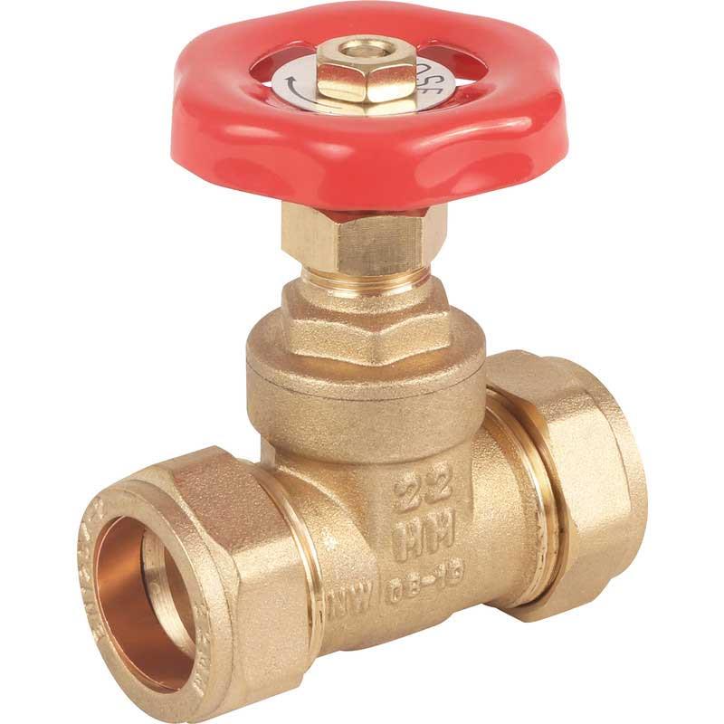 VGE Brass Gate Valve 15mm 22mm Compression - plumbing4home