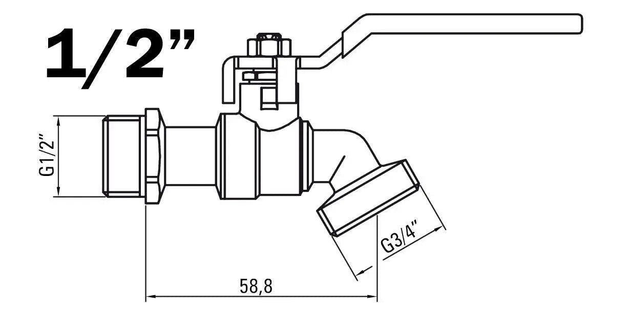 1/2 3/4 Inch Garden Ball Valve Outside Tap Lever Handle Garden Taps / Valves, 928a