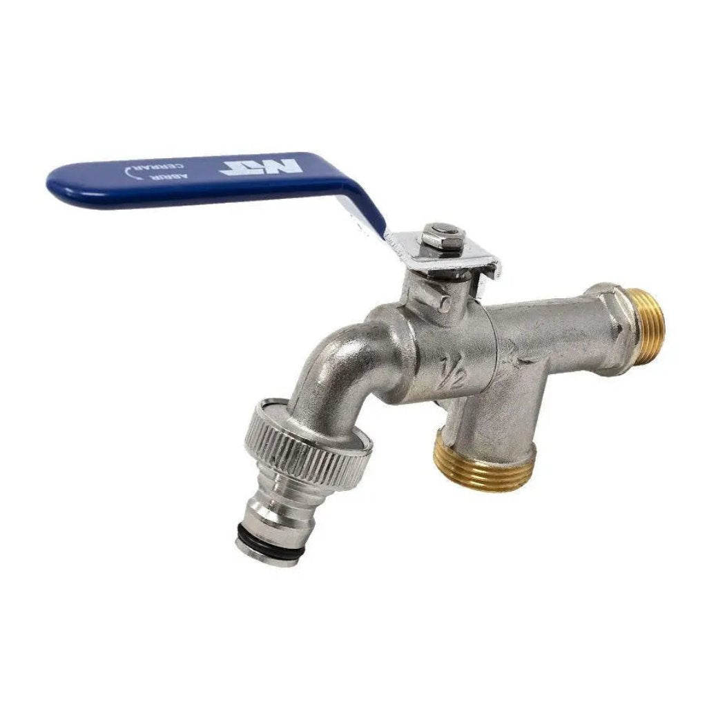 Double Garden Outisde Tap Valve Quickfit Connection 1/2x3/4 Garden Taps / Valves