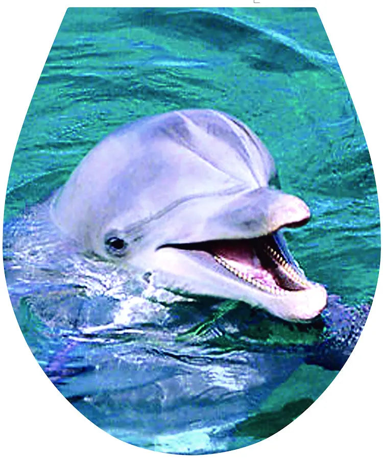 Dolphin WC Seat Sticker Toilet Lid Cover Bathroom 32x38cm