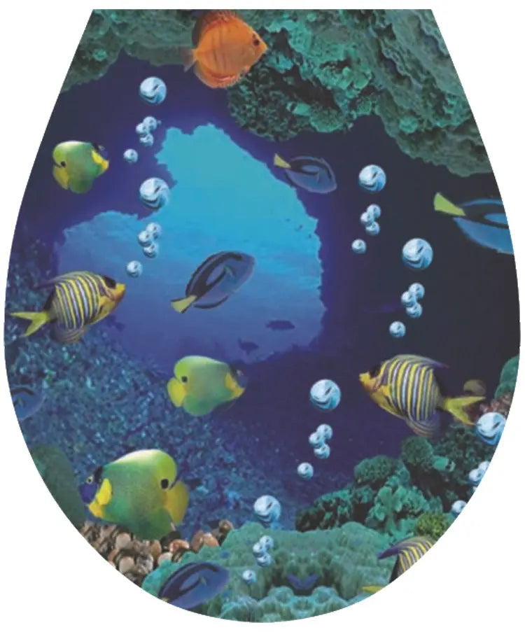 Fish WC Seat Sticker Toilet Lid Cover Bathroom 32x38cm Toilet Seat Covers