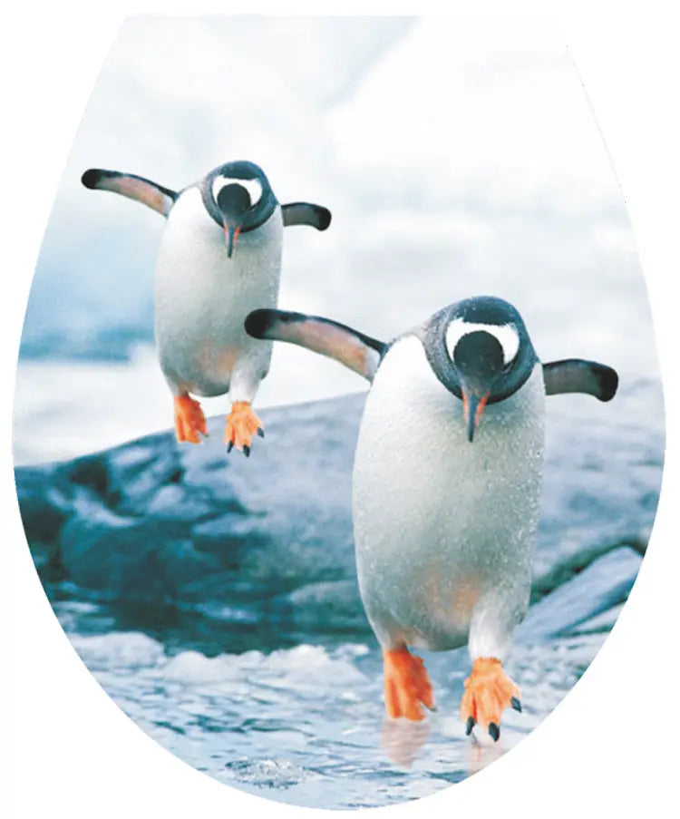 Penguins WC Seat Sticker Toilet Lid Cover Bathroom 32x38cm Toilet Seat Covers