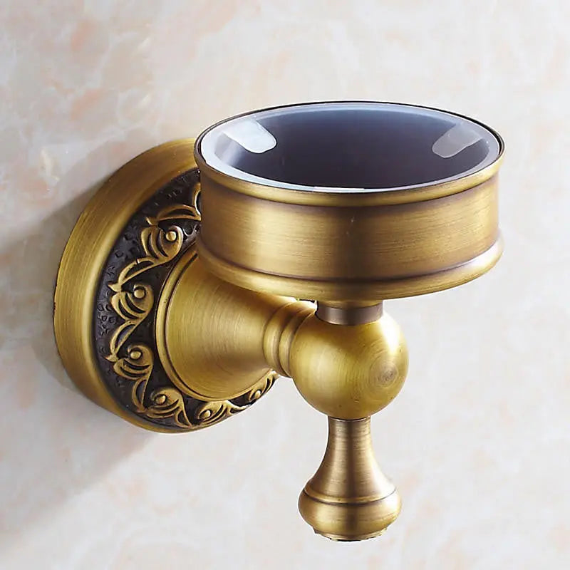 WC Toilet Cleaning Brush + Holder Ceramics Antique Brass Toilet Brushes