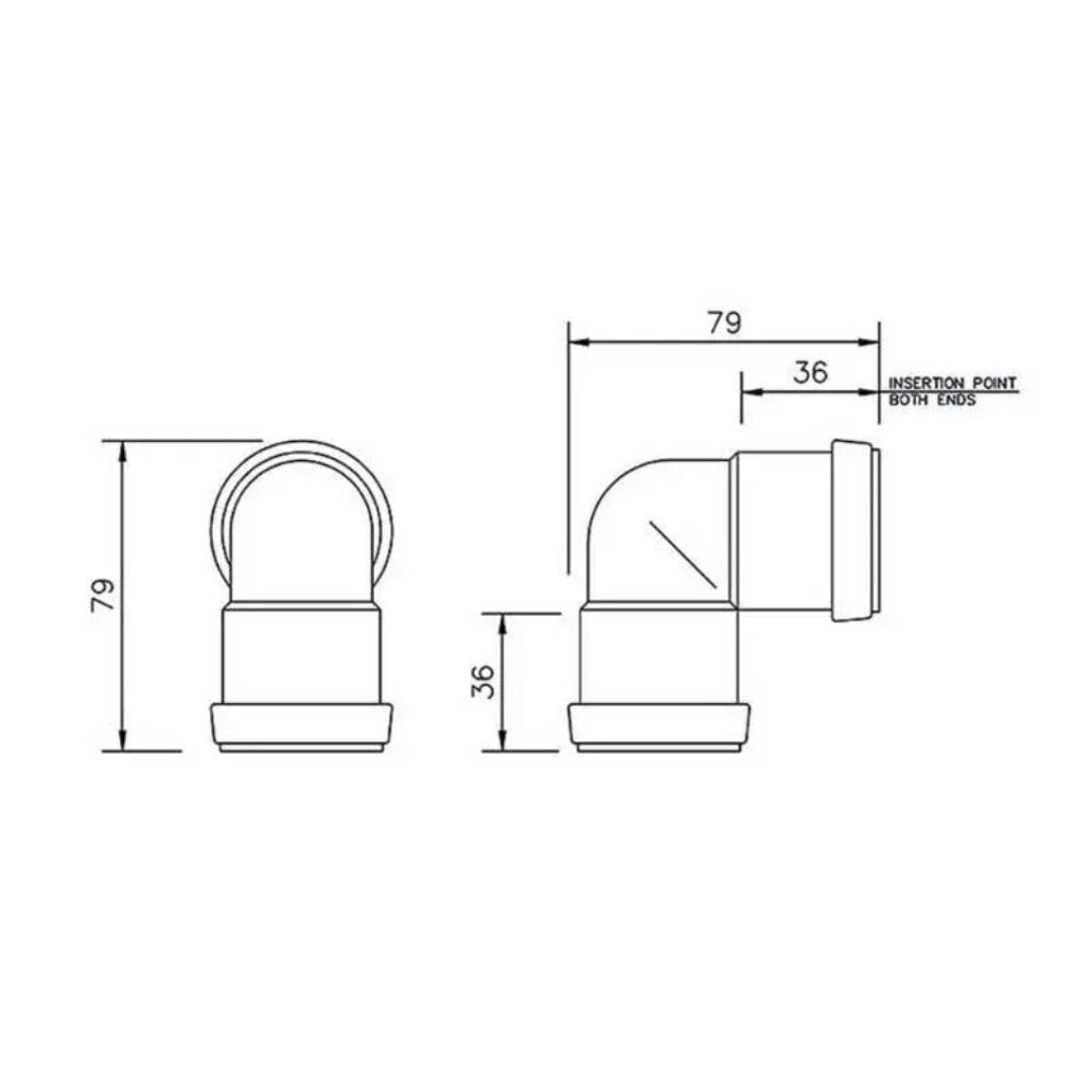 WP10W FloPlast 32mm 90deg Bend Push-Fit White - Waste Pipe & Fittings