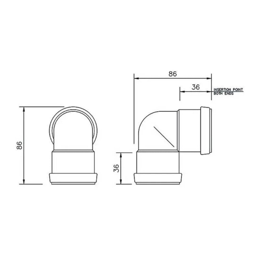 WP11W FloPlast 40mm 90deg Bend Push-Fit White - Waste Pipe & Fittings