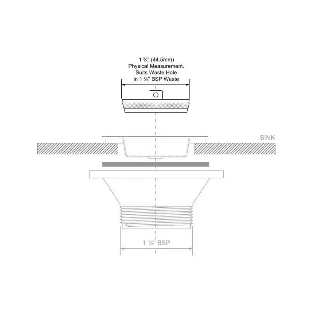 WP2 McAlpine 1.75" (Fits 1.5" Waste) White Plastic Plug with Rubber Seal Bathroom Sink Plugs