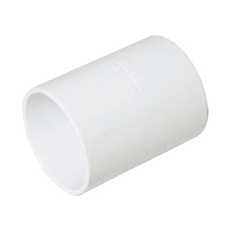 WS08W FloPlast 40mm Straight Coupling ABS Solvent White