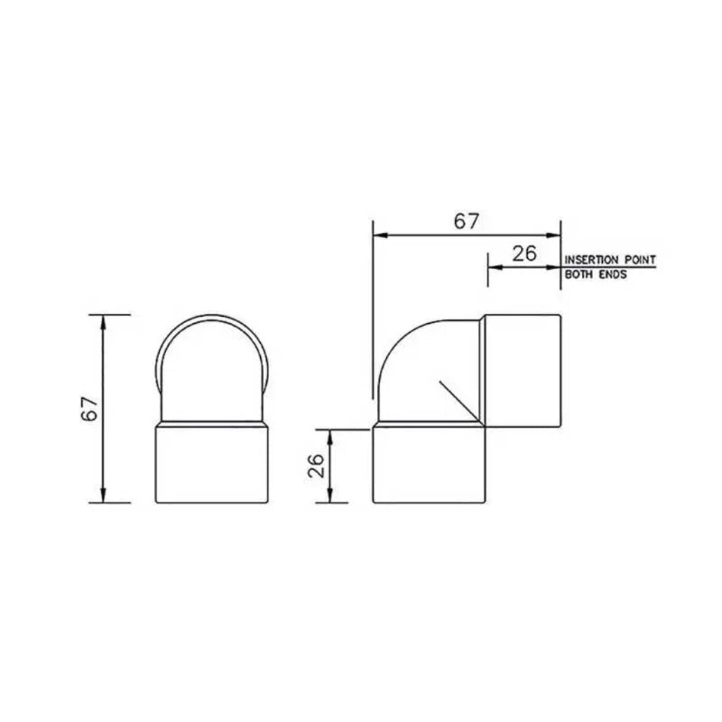 WS10W FloPlast 32mm 90deg Bend ABS Solvent White - Waste Pipe & Fittings