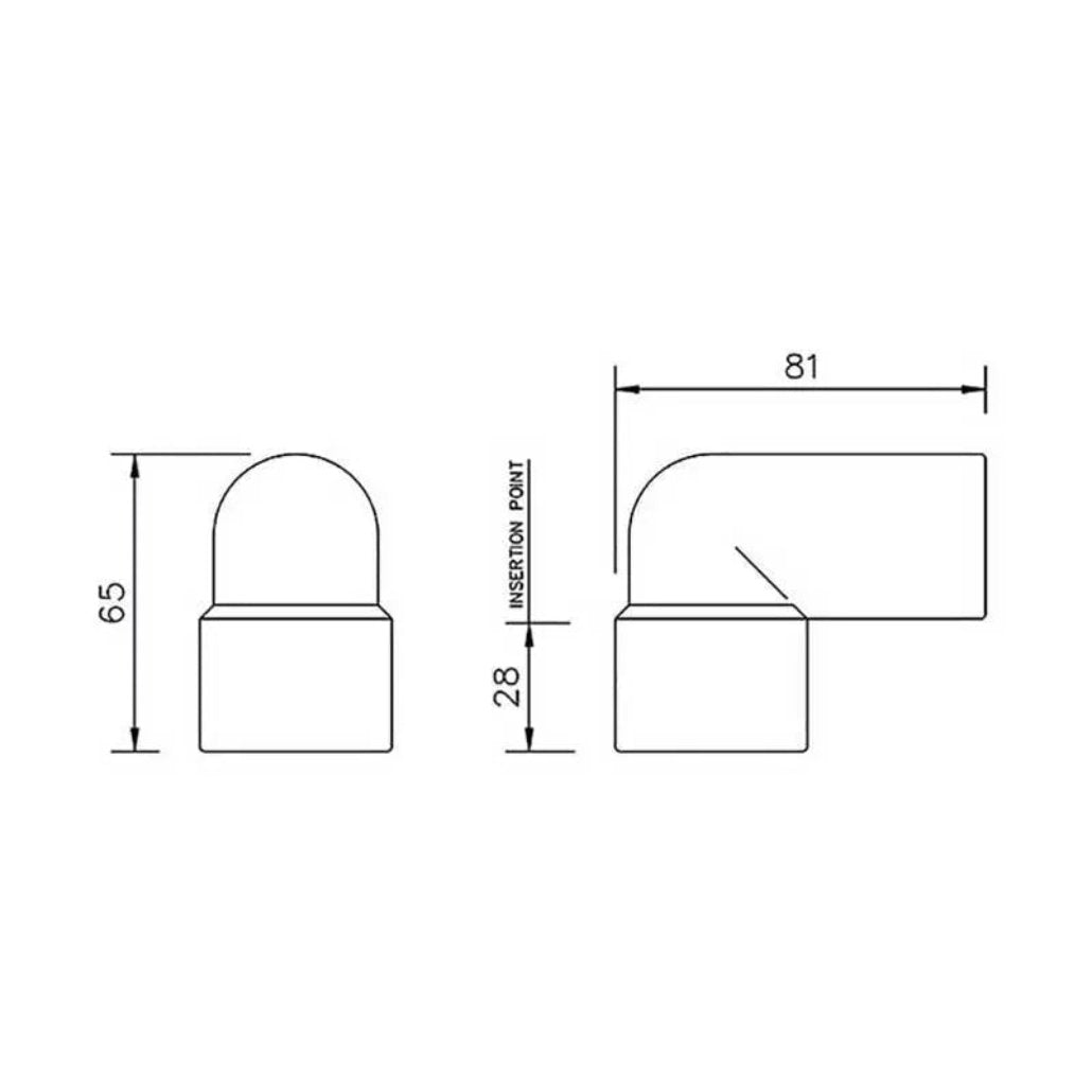 WS26W FloPlast 32mm 90deg Conversion Bend ABS Solvent White - Waste Pipe & Fittings