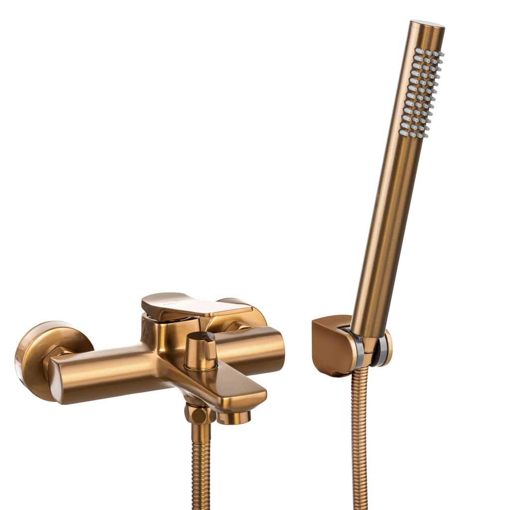 Wall Mounted Bath Tap Copper Bronze NERI PLUS with Shower - plumbing4home