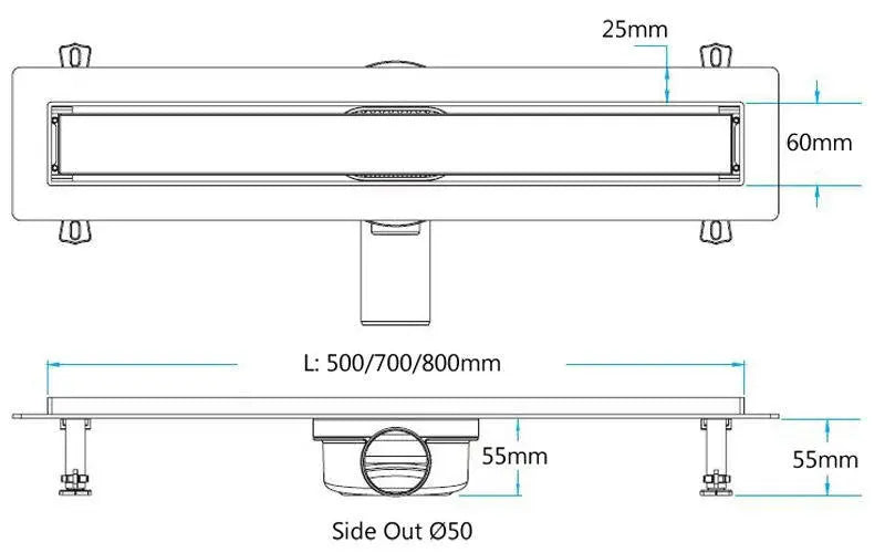 Wetroom Walk-in Bathroom Floor Linear Shower Channel Drain Sheet Gully