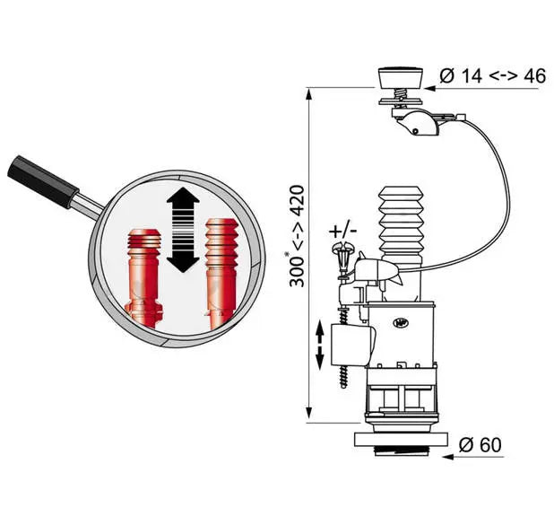 Wirquin Jollyflush Dual Toilet Flush Valve For 60mm Hole - Toilet Spares