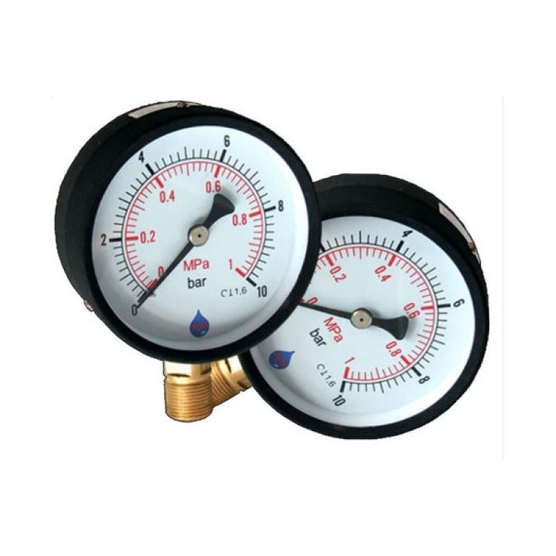 AIM Water Pressure Gauge Manometer 1/4 Inch Side/Bottom Entry 63mm Dial 