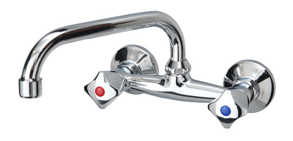  Basin 'C' Spout Chrome Mixer Tap Sink Faucet Classic Two Handle Design 