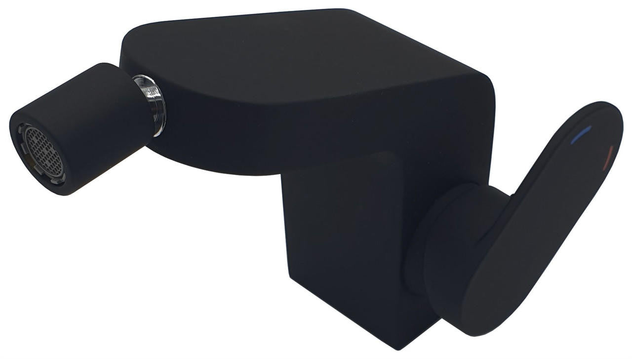 Bisk Black Bathroom Bidet Modern Shaped Wall Mounted Faucet Single Lever Tap 