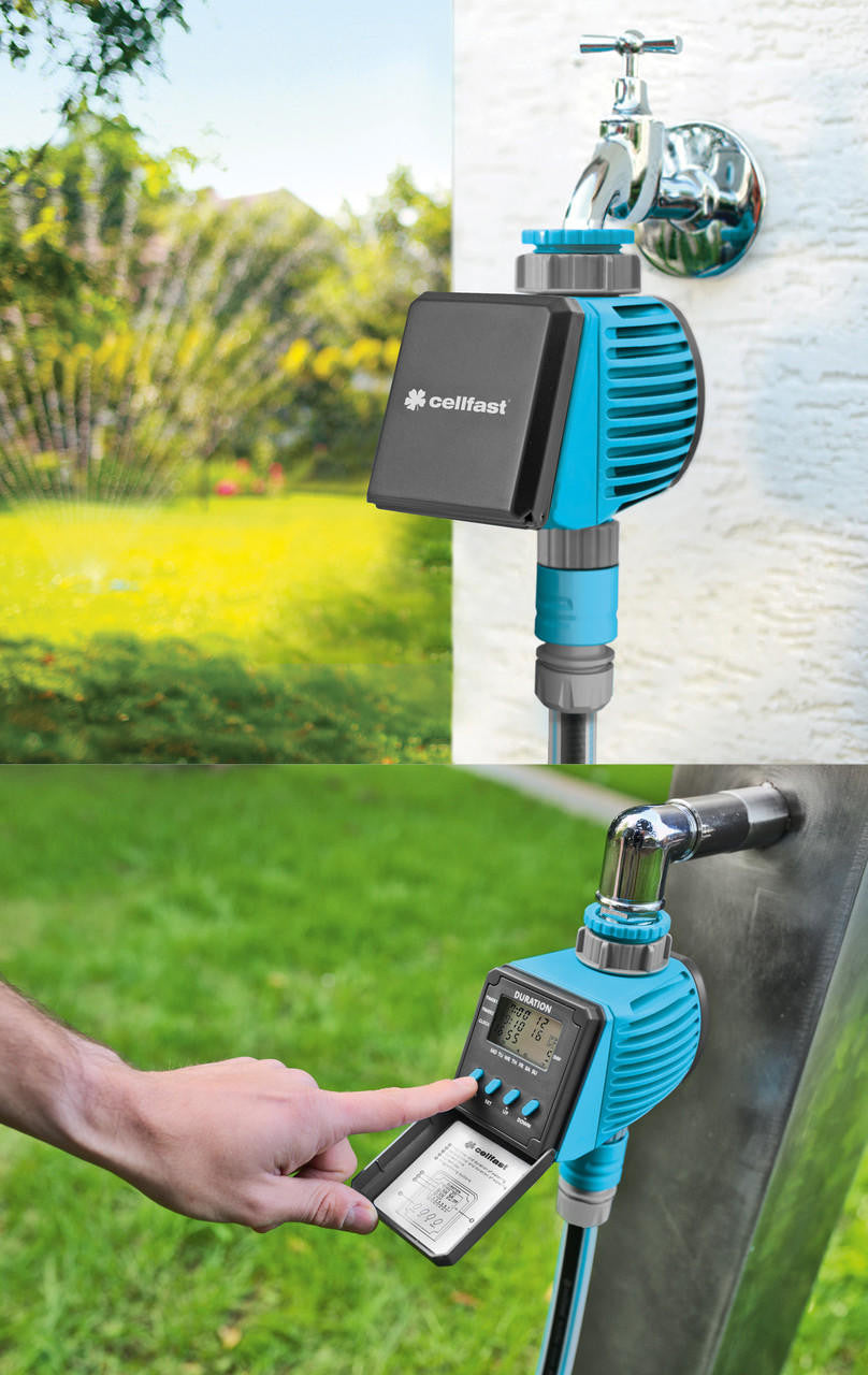 Cellfast Automatic/Manual Programmable Digital Water Timer for Garden Watering Hose 