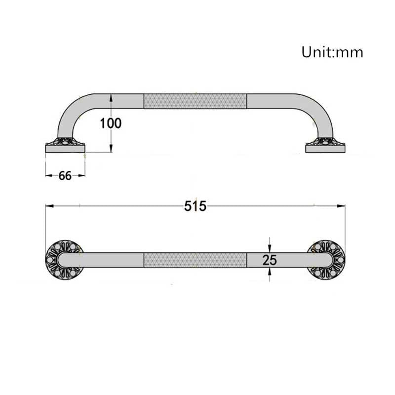 Antique Bronze Brass Safety Support Grab Rail Bar Handle Straight 520mm - plumbing4home