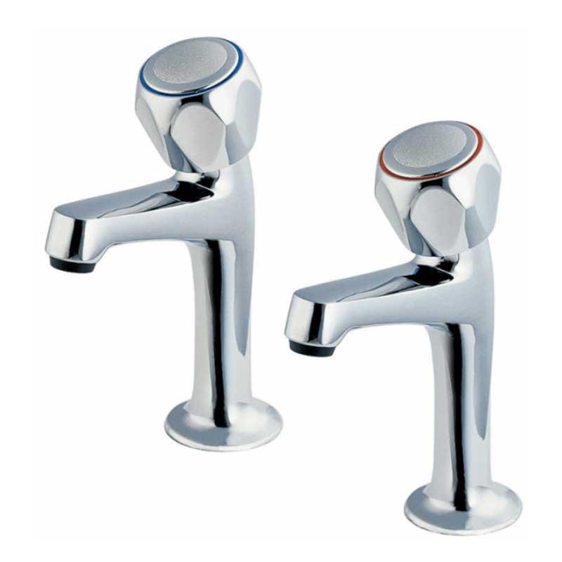 Pair Of Contract Kitchen Sink Pillar Taps Chrome WRAS Approved - plumbing4home
