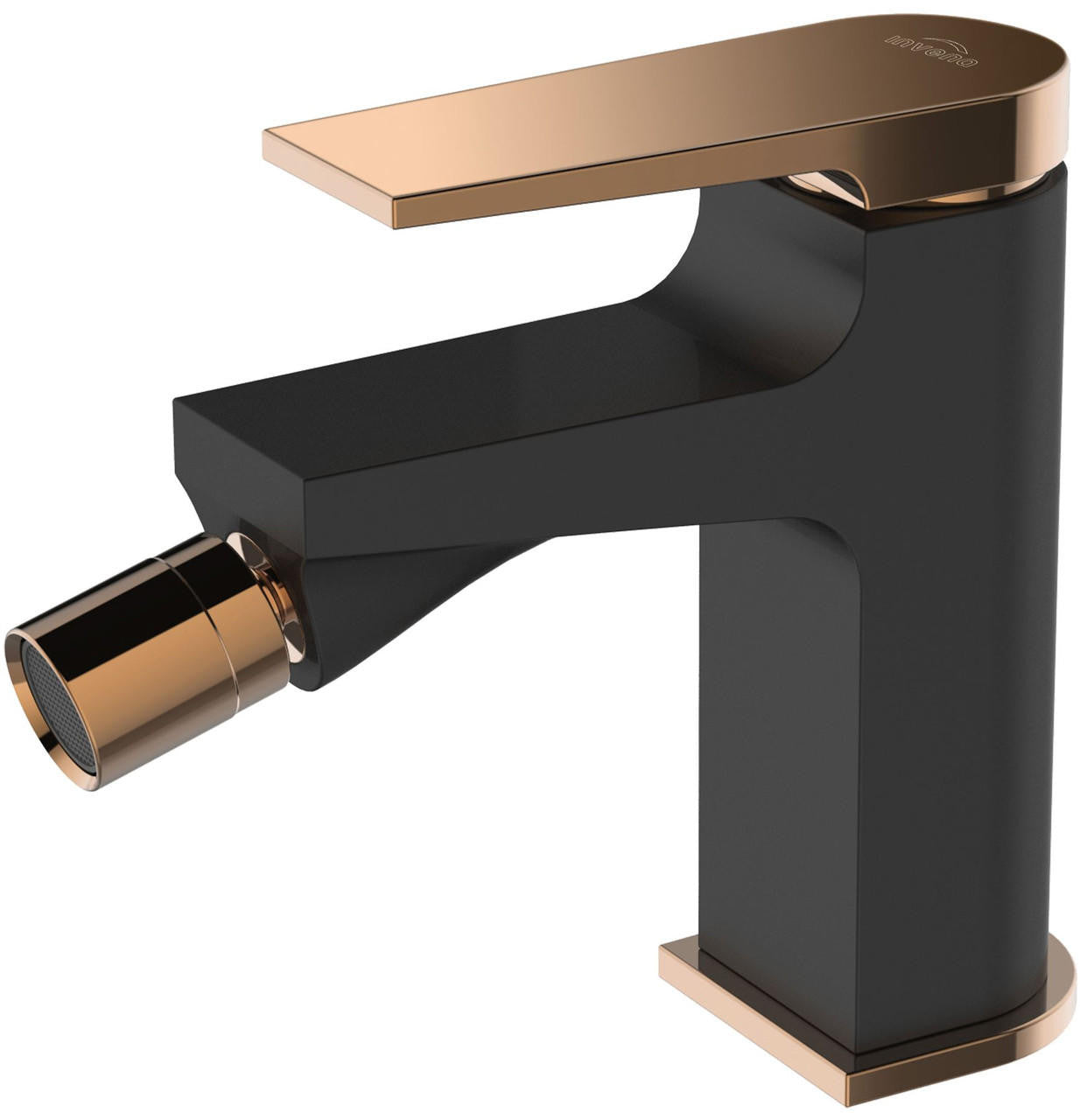 Invena Black/Rose Gold Brass Bathroom Bidet Faucet Mixer Tap + Click-Clack Plug 