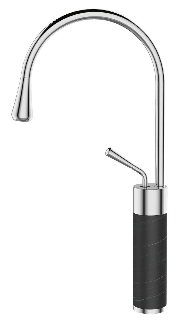Invena Chrome/Black Marble Kitchen Sink Tap Bathroom Basin Mixer Bar Standing Faucet 