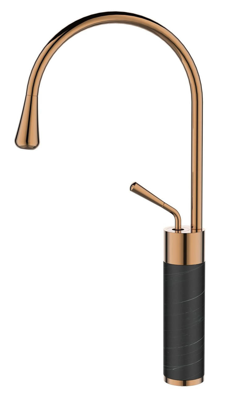 Invena Copper/Black Marble Kitchen Sink Tap Bathroom Basin Mixer Bar Standing Faucet 