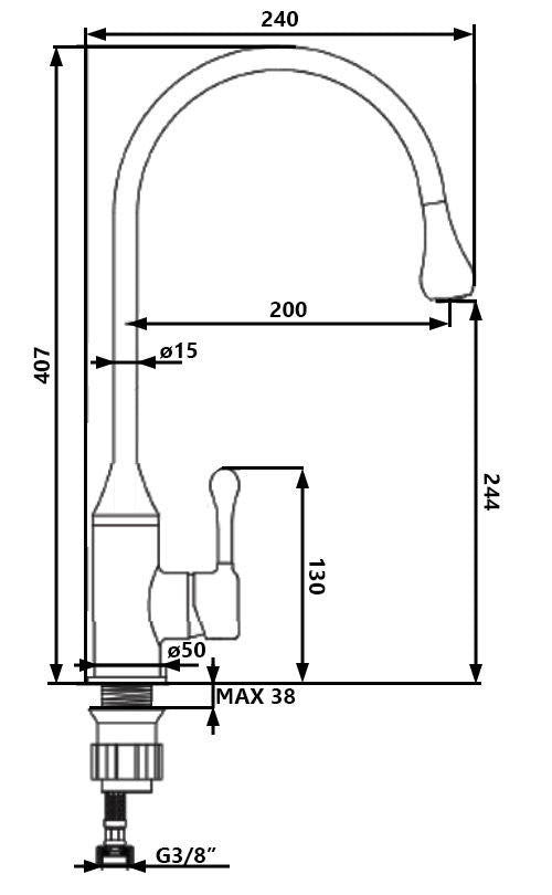 Invena Droplet Shape Spout Black/Gold Kitchen Sink Mixer Faucet Tall Single Lever Tap 
