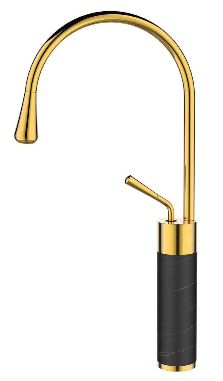 Invena Gold/Black Marble Kitchen Sink Tap Bathroom Basin Mixer Bar Standing Faucet 