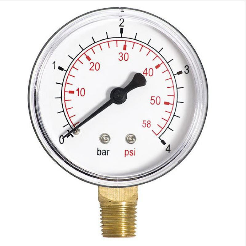 Ottone Pressure Gauge Water 1/4 Inch Side/Bottom Entry Manometer 60mm Dial 